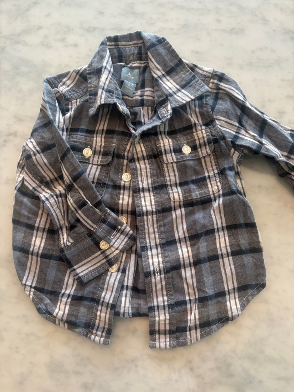 GAP Plaid Button-Down Shirt - white & Blue